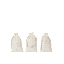 3 bolsas de regalo de Navidad en terciopelo blanco con inscripción en francés de 49 cm de altura