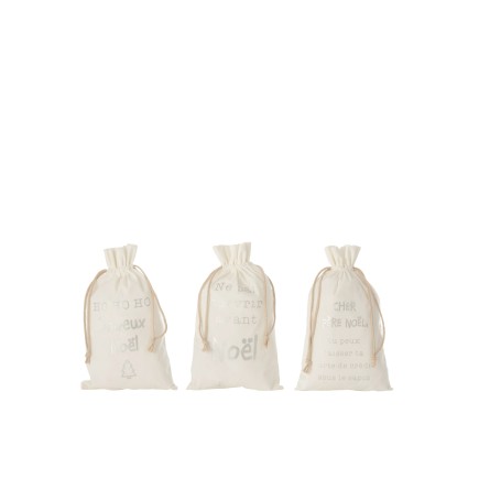 3 bolsas de regalo de Navidad en terciopelo blanco con inscripción en francés de 49 cm de altura