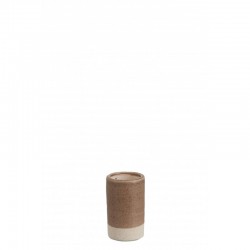 Jarrón de cerámica marrón de 7x7x12 cm
