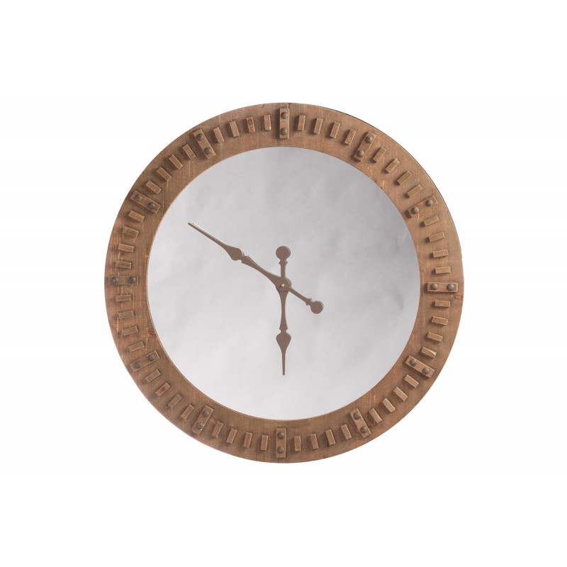Horloge ronde en bois naturel 119x119x6 cm