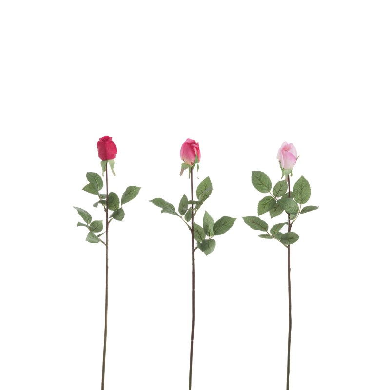 Conjunto de 3 rosas artificiales cerradas de plástico Fucsia 10x10x74 cm Conjunto de 3 rosas artificiales cerradas de plástico Fucsia 10x10x74 cm