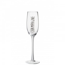 Flute à champagne avec inscription en verre transparent H25cm