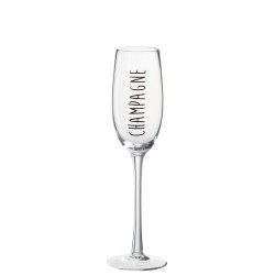 Flute à champagne avec inscription en verre transparent H25cm