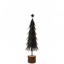 Sapin de Noël décoratif à led en verre - métal noir 15x15x56.5 cm
