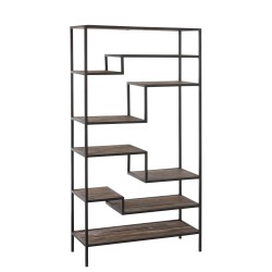 ETAGERE 6 PLANCHES METAL/BOIS MARRON/NOIR