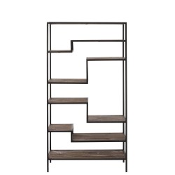 Étagères 6 planches bois en métal noir 101x39x85cm