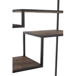 Étagères 6 planches bois en métal noir 101x39x85cm