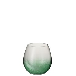 Photophore boule en verre transparent vert H18cm