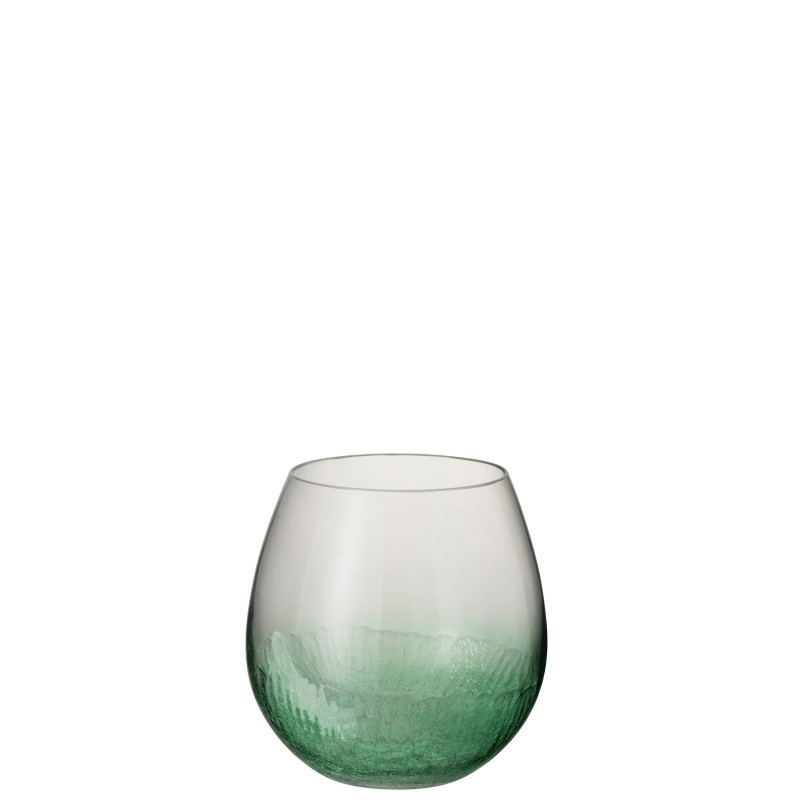 Photophore boule en verre transparent vert H18cm
