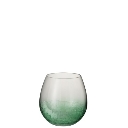Photophore boule en verre transparent vert H18cm
