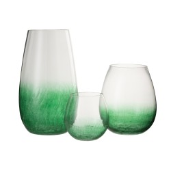 Photophore boule en verre transparent vert H18cm