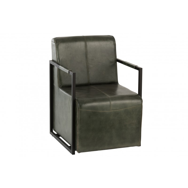 chaise cuir/metal vert/noir