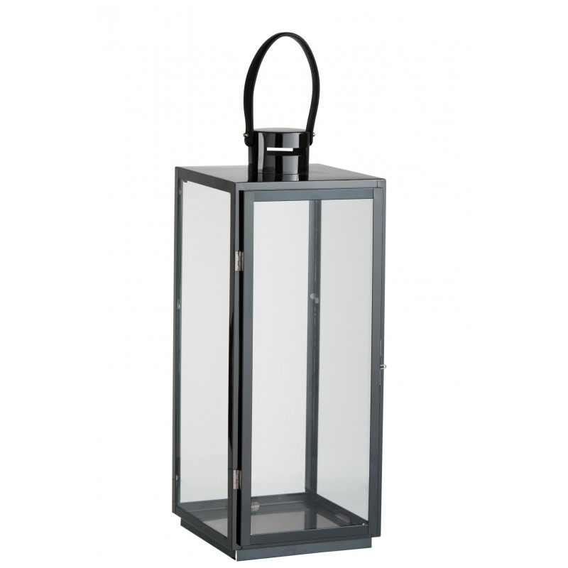 Lámpara cuadrada de vidrio y metal gris 22,5x21x65cm