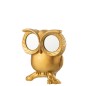 Tirelire hibou avec yeux miroir en résine doré 20x9x23cm