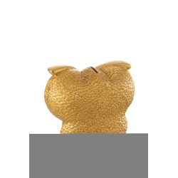 Tirelire hibou avec yeux miroir en résine doré 20x9x23cm