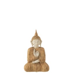 Buda sentado en resina natural y beige 16x10x26cm