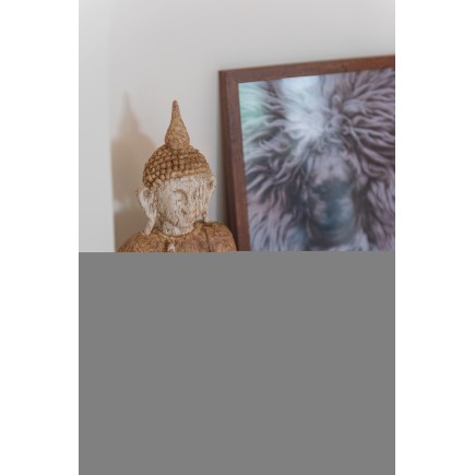 Bouddha assis en résine naturel et beige 16x10x26cm