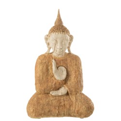 Buda sentado en resina natural y beige 24x17x40cm