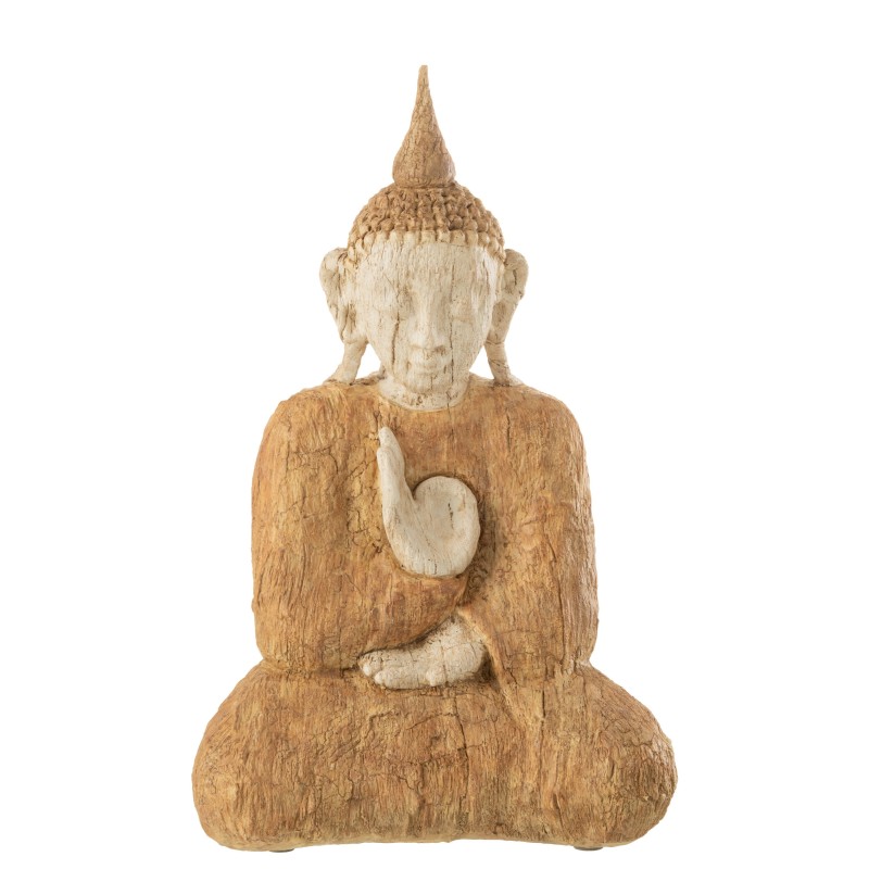 Bouddha assis en résine naturel et beige 24x17x40cm