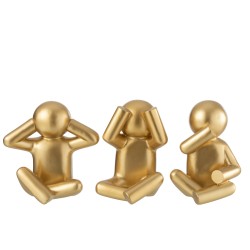 Lot de 3 p'tit maurice en poly or 24x15x25cm
