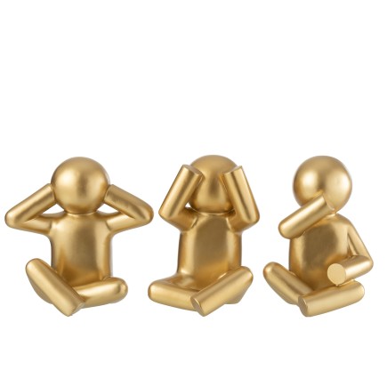 Lot de 3 p'tit maurice en poly or 24x15x25cm