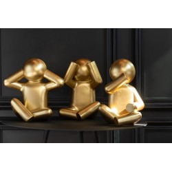 Lot de 3 p'tit maurice en poly or 24x15x25cm