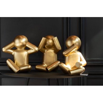 Lot de 3 p'tit maurice en poly or 24x15x25cm