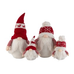 Lot de 2 nains en textile rouge et blanc 42x18x62cm