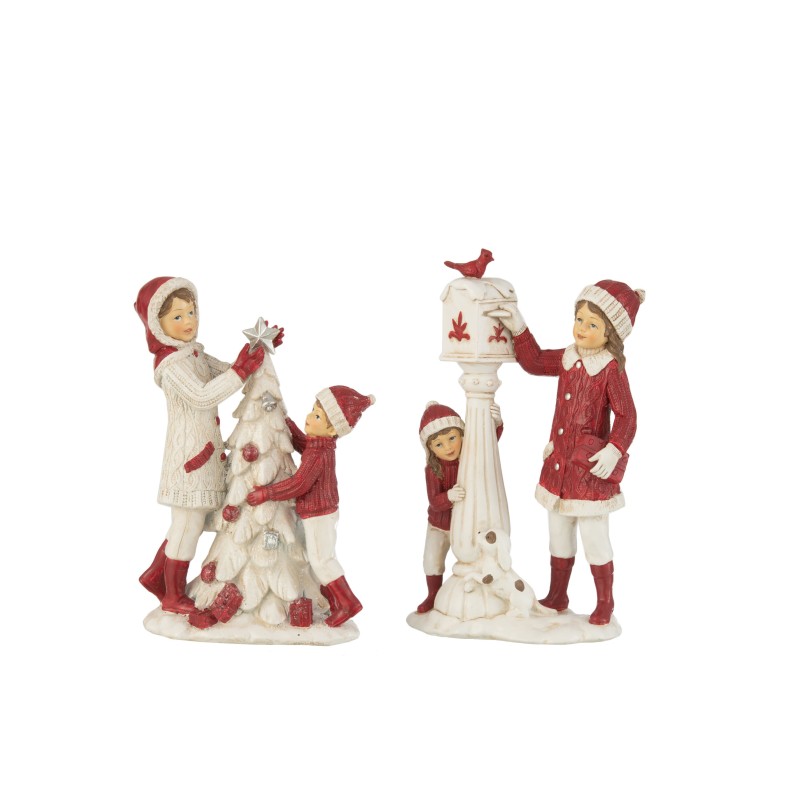 Lot de 2 fille et enfant en poly blanc 13x7x21cm