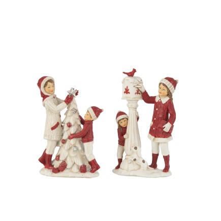 Lot de 2 fille et enfant en poly blanc 13x7x21cm