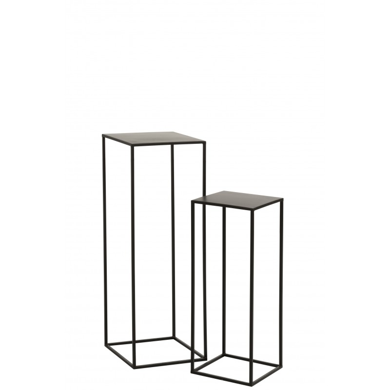 Set de 2 tables gigognes en métal noir H85 cm
