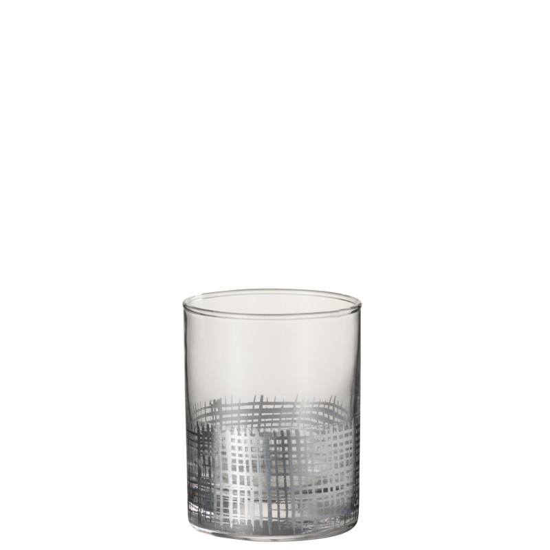 VERRE GRILLAGE CYLINDRIQUE VERRE ARGENT/TRANSPARENT