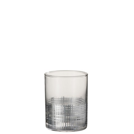 VERRE GRILLAGE CYLINDRIQUE VERRE ARGENT/TRANSPARENT