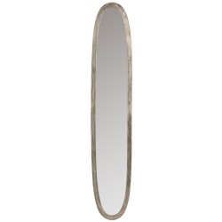 MIROIR OVALE ALUMINIUM/VERRE ANTIQUE GRIS LARGE