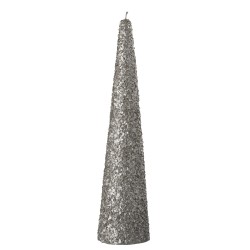 BOUGIE CONIQUE PAILLETTES CIRE CHAMPAGNE LARGE-10H
