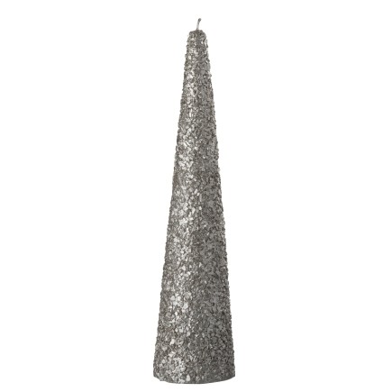 BOUGIE CONIQUE PAILLETTES CIRE CHAMPAGNE LARGE-10H