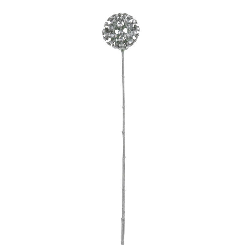 Branche avec boule strass en plastique argent H68cm