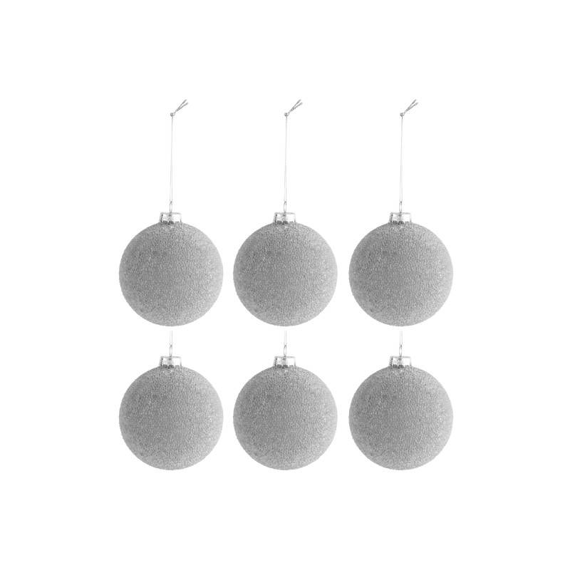 Boite de 6 boules de Noël en verre gris 8x8x8 cm