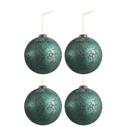 Boite de 4 boules de Noël en verre Azur 28x28x13 cm