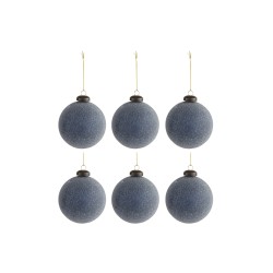 Confezione di 6 ornamenti natalizi in vetro blu 8x8x8 cm