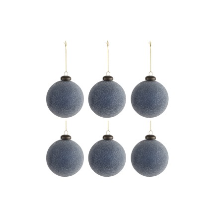 Confezione di 6 ornamenti natalizi in vetro blu 8x8x8 cm