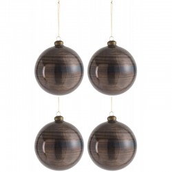 Caja de 4 bolas de Navidad de vidrio marrón de 12x12x12 cm
