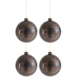 Boite de 4 boules de Noël en verre marron 12x12x12 cm