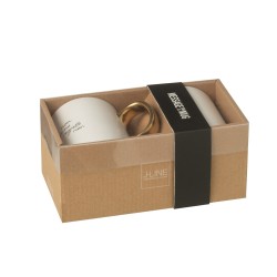 Lot de 2 mugs avec message en porcelaine blanc et or 12x8x10cm
