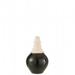 Vase avec col en céramique noir et beige 16x16x26cm