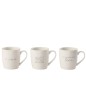 Lot de 3 mugs en céramique blanc et argent H10cm Lot de 3 mugs en céramique blanc et argent H10cm