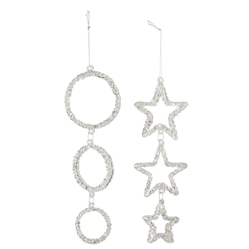 Set de 2 suspensions de Noël en verre argent 23x9.5x3 cm