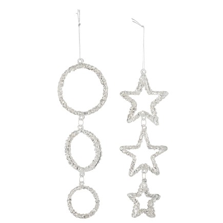 Set de 2 suspensions de Noël en verre argent 23x9.5x3 cm