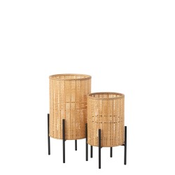 Lanterne avec pieds en bambou naturel 35x35x63cm