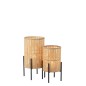 Lanterne avec pieds en bambou naturel 35x35x63cm Lanterne avec pieds en bambou naturel 35x35x63cm